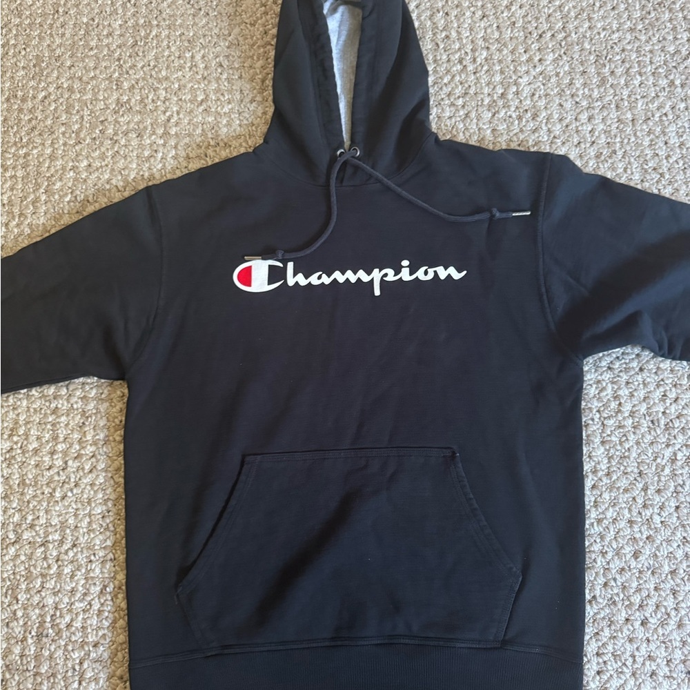 Champion Black Athletic Hoodie Men’s Med EUC